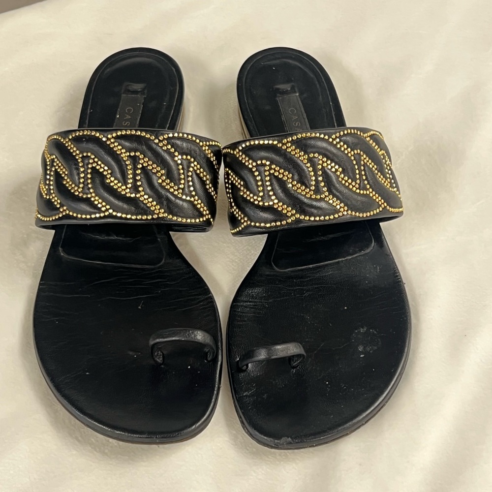 Casadei Black and Gold Women's Sandals